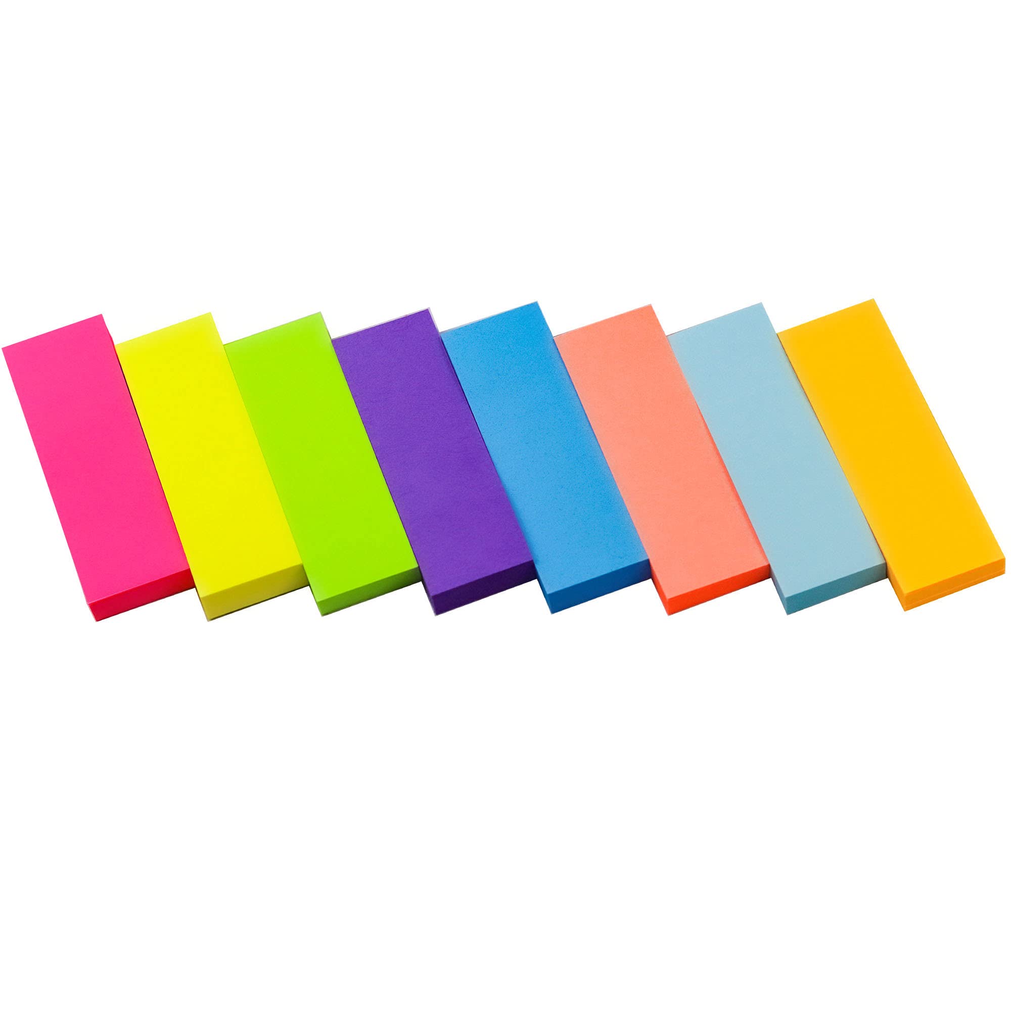 (24 Pack) 8 Colors Self Sticky Notes Pad 76mm x 26mm, Bright Post Stickies Colorful Square Sticky Notes for Office, Home, School, Meeting, 1968 Sheets