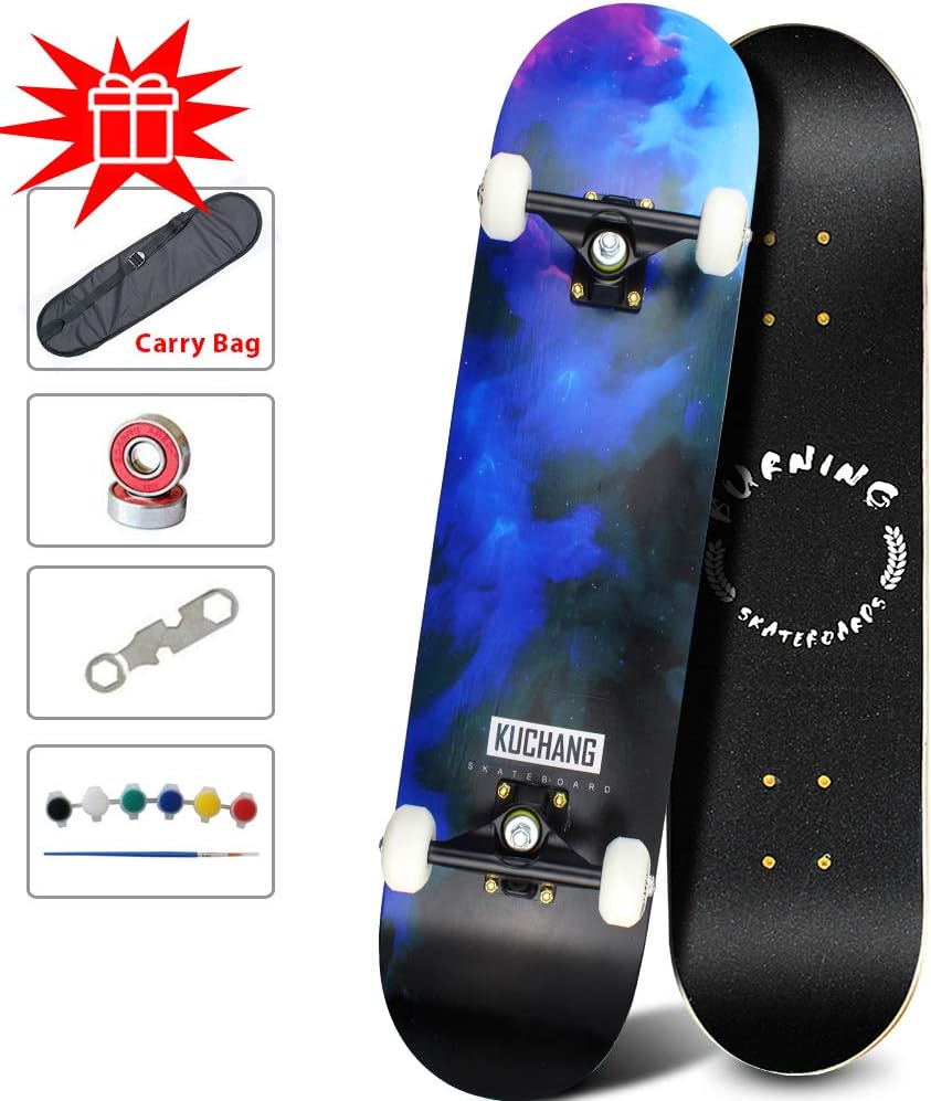 PHOEROS Skateboards -Standard Skateboards for Kids Boys Girls Youths Beginners Starter-Complete Skate Boards 31''x 8''Canadian Maple Pro Cruiser