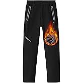 MoFiz Kids Fleece Lined Snow Ski Pants Waterproof Warm Winter Hiking Pants for Boys Girls Snowboard Pants with Zip Pockets