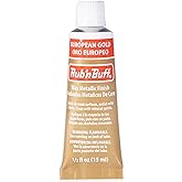 AMACO Rub n Buff Wax Metallic Finish - Rub n Buff European Gold 15ml Tube - Versatile Gilding Wax for Finishing Furniture Antiquing and Restoration - Rub and Buff Colors Single Tube