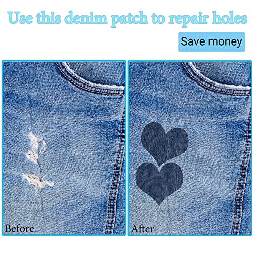 TACVEL 12Pcs Premium Quality Denim Iron on Patches for Jeans, Strongest Glue 100% Cotton Repair Decorating Kit, Size 3