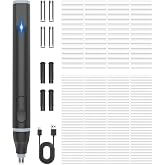 Electric Eraser, USB C Rechargeable Pencil Eraser with 220 Eraser Refills | 2 Eraser Sizes, Comfort Grip Art Eraser for Drawing, Ideal for Artists, Students, Sketch, Engineers, Black