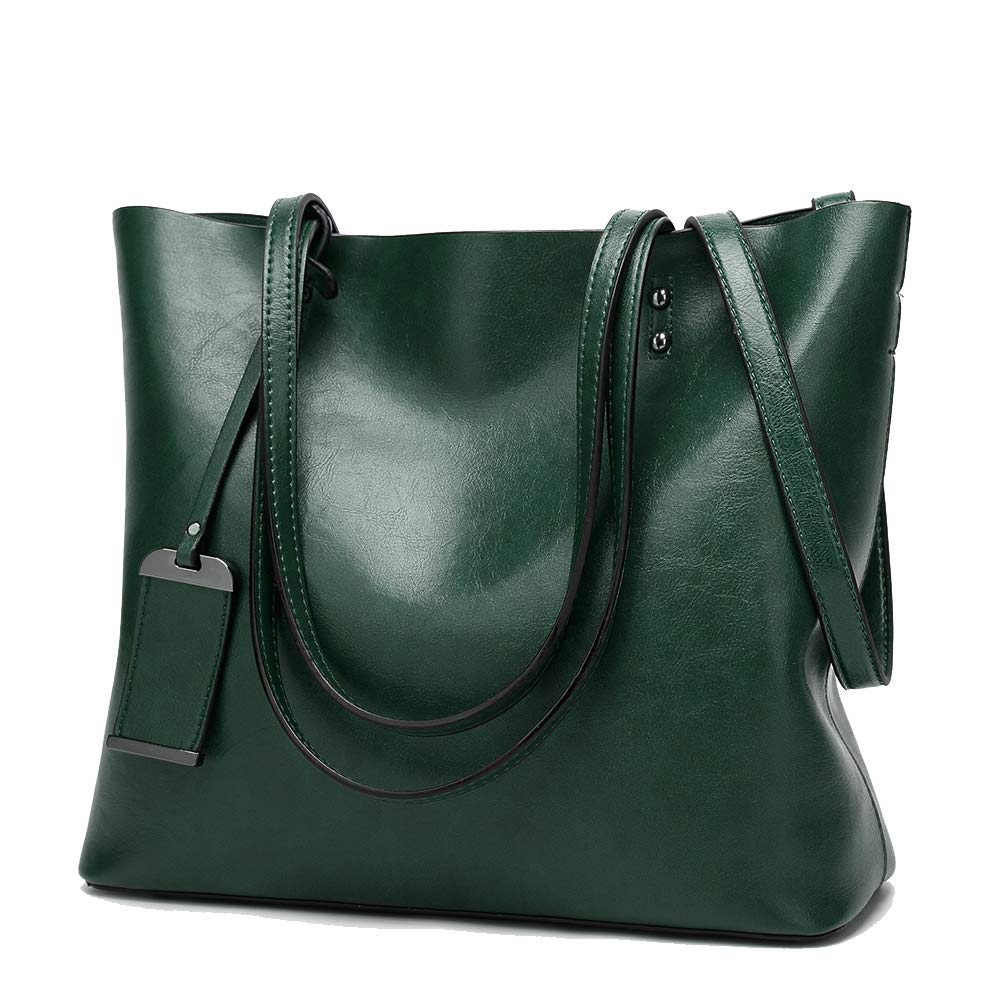 Kris Anna Women's Vertical Bucket Shoulder Tote Bag in PU leather Green