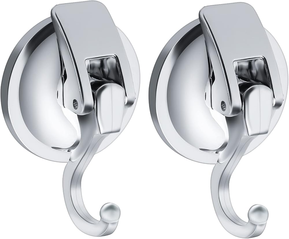 Hemiks 2 Pack Suction Hooks Vacuum Cup Hooks 5KG Load