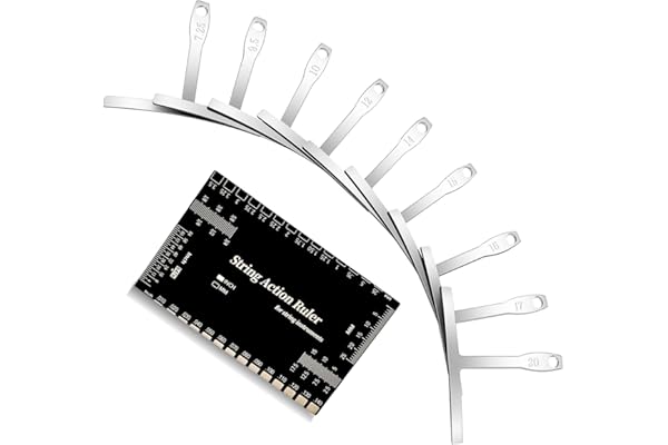 10 Pcs Guitar Luthier Tools Include 9 Pcs Understring Guitar Radius Gauge and 1 String Action Height Gauge Ruler, Measuring Setup Tool Kit for Guitar Bass