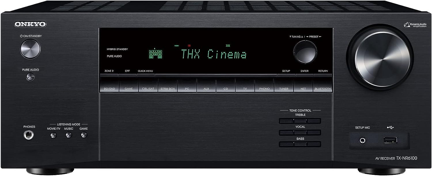 Onkyo TX-NR6100 7.2 Channel 8K Smart AV Receiver - THX Certified, Works with Sonos Certified, and Ultimate 4K Gaming Experience