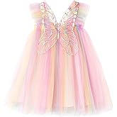 Miipat Baby Girls Tulle Dress Sleeveless Floral Butterfly Tutu Dress Toddler Girls Birthday Party Princess Dresses