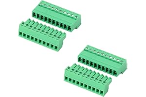 JHCBKFF 2 Set 10 Pin 3.81mm Pitch PCB Mount Screw Terminal Block Connector with 10Pin Plug,Pluggable Male and Female Connector for 28-16AWG