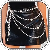 Kesvb Layered Pearl Waist Chain White Body Chains Fashion Rave Body Accessories for Women