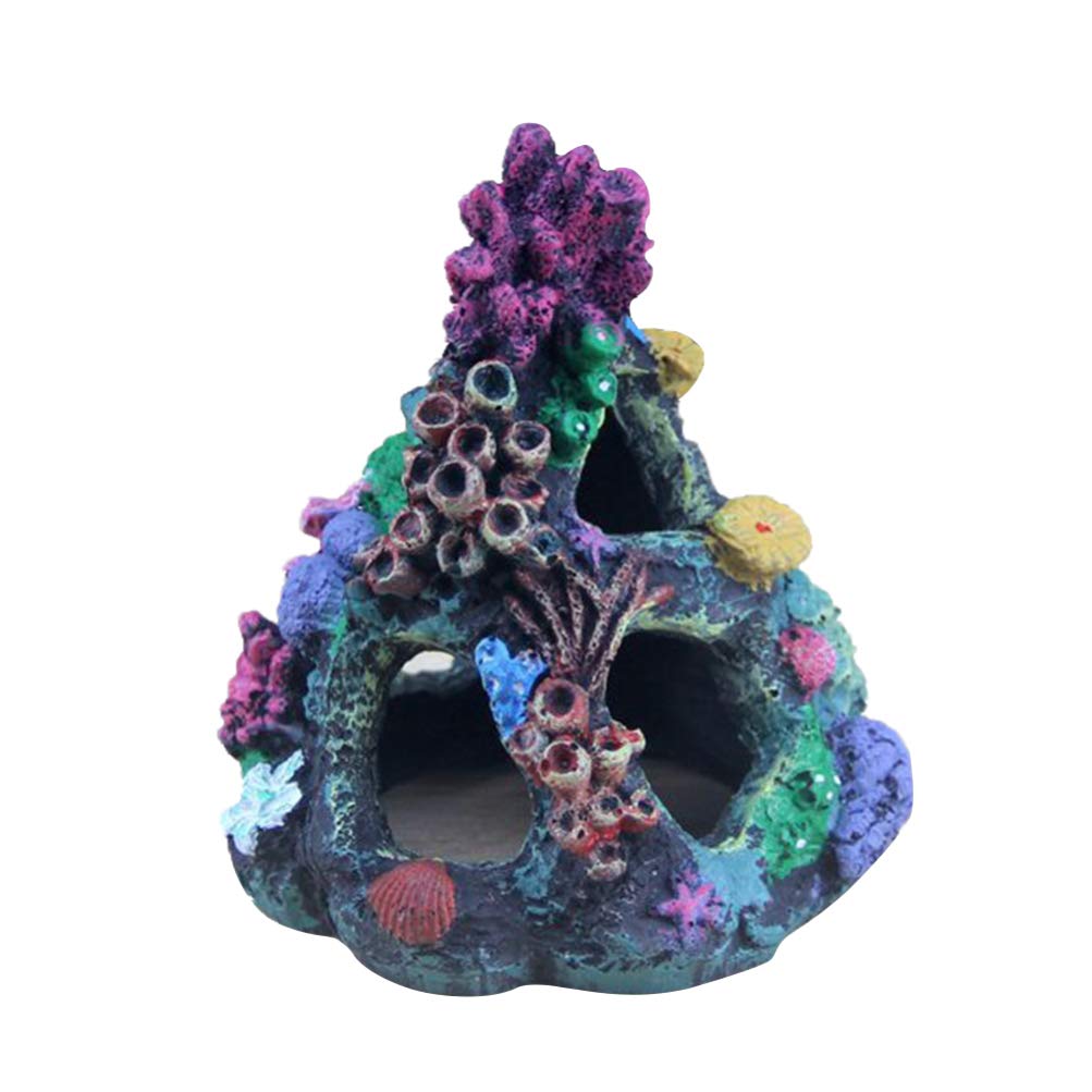 POPETPOP Aquarium Resin Ornament Simulation Coral Rockery Underwater Shrim Hideaway Landscape Fish Tank Decor Crafts for Betta,Turtles,Reptiles, Amphibians
