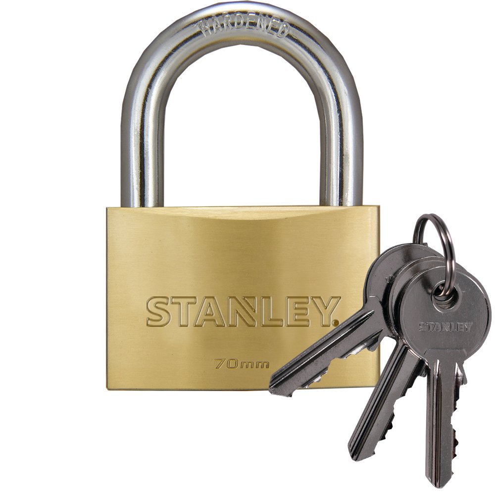 Stanley 70 mm 3 Keys Solid Brass Padlock
