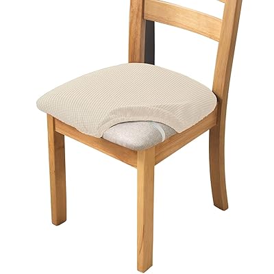 Buy Xianyu Jacquard Seat Covers For Dining Room Chairs Stretch Chair Seat Cushion Slipcovers Washable Removable Dining Room Kitchen Chair Covers Beige Set Of 4 Online In Indonesia B08qrxc3v8
