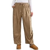 TARSE Women Corduroy Baggy Harem Pants Drawstring Loose Wide Leg Casual Lounge Pant 2025 Travel Vacation Clothes with Pockets