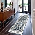 Yanlaza Boho Rug Runners 2x6,Narrow Long Hallway Runners,Kitchen Carpet Non Slip Washable,Rubber Backed Area Rugs for entryway Indoor Bedroom Bedside Farmhouse Laundry Bathroom (Blue, 2'x6')