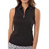 GOLFTINI Women's Zip Golf Polo - Sleeveless, Lightweight, Moisture-Wicking, UPF, 4-Way Stretch for Sports