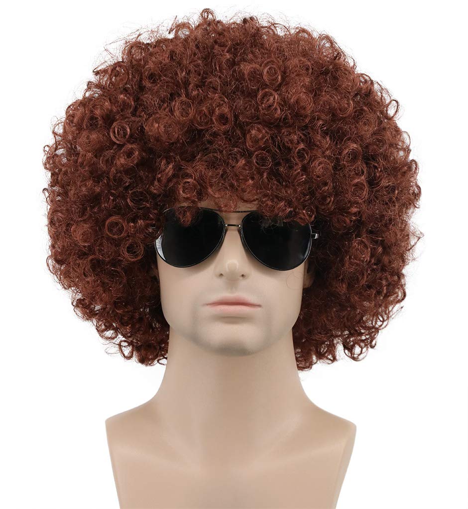 karlery Men Women 70s 80s Short Curly Brown Rocker Party Afro Wig California Halloween Costume Cosplay Wig โ image 1