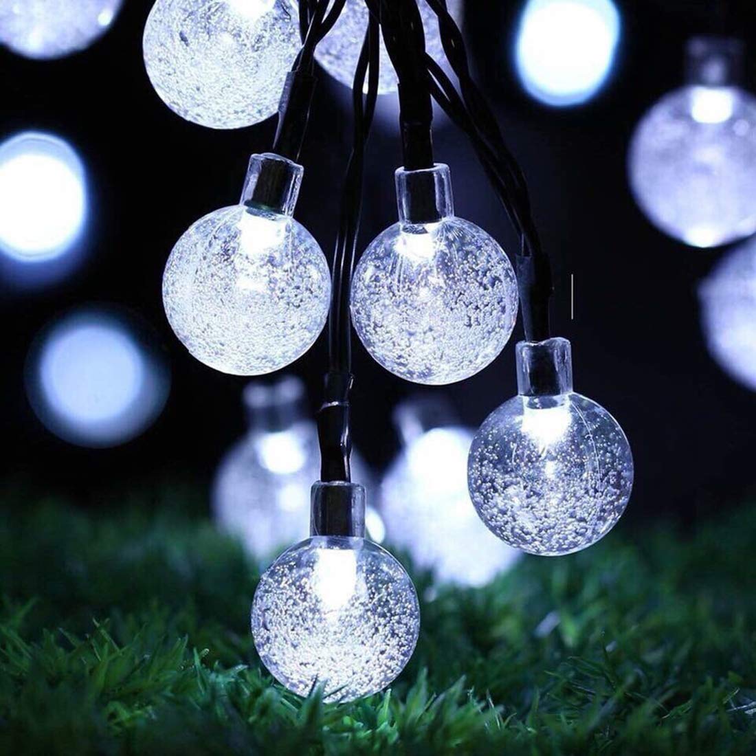 Useber Solar Lights Outdoor Garden, 24Ft 50LED Waterproof Crystal Globe Fairy Lights for Gazebo,Camping,Party, Christmas Decorations (Clear White, 50LED)