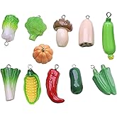 ARTISAMILY Vegetable Cucumber Resin Pendants Cabbage Pumpkin Corn Pepper Dangle Earring Charms Mini Keychain Bracelet Charms Hang Ornament for Necklace Jewelry Making DIY Crafts