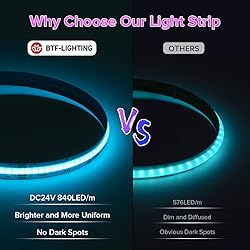 BTF-LIGHTING FCOB COB RGB LED Strip 840LED/m 16.4FT