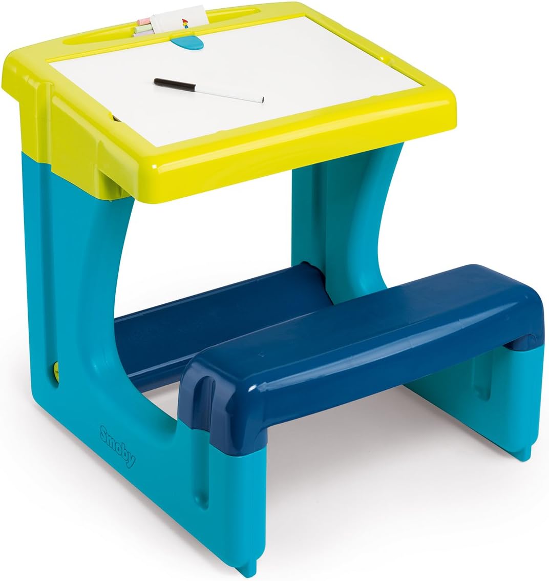 Smoby 420101 Bureau Petit Ecolier Ardoise Double Face Magnetique Craie 2 Feutres Et 6 Craies Inclus Bleu Amazon Fr Jeux Et Jouets