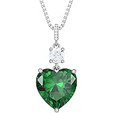 Vesitim 12mm Solitaire Sterling Silver Pendant Heart Necklace for Women Birthstone Jewelry Gift
