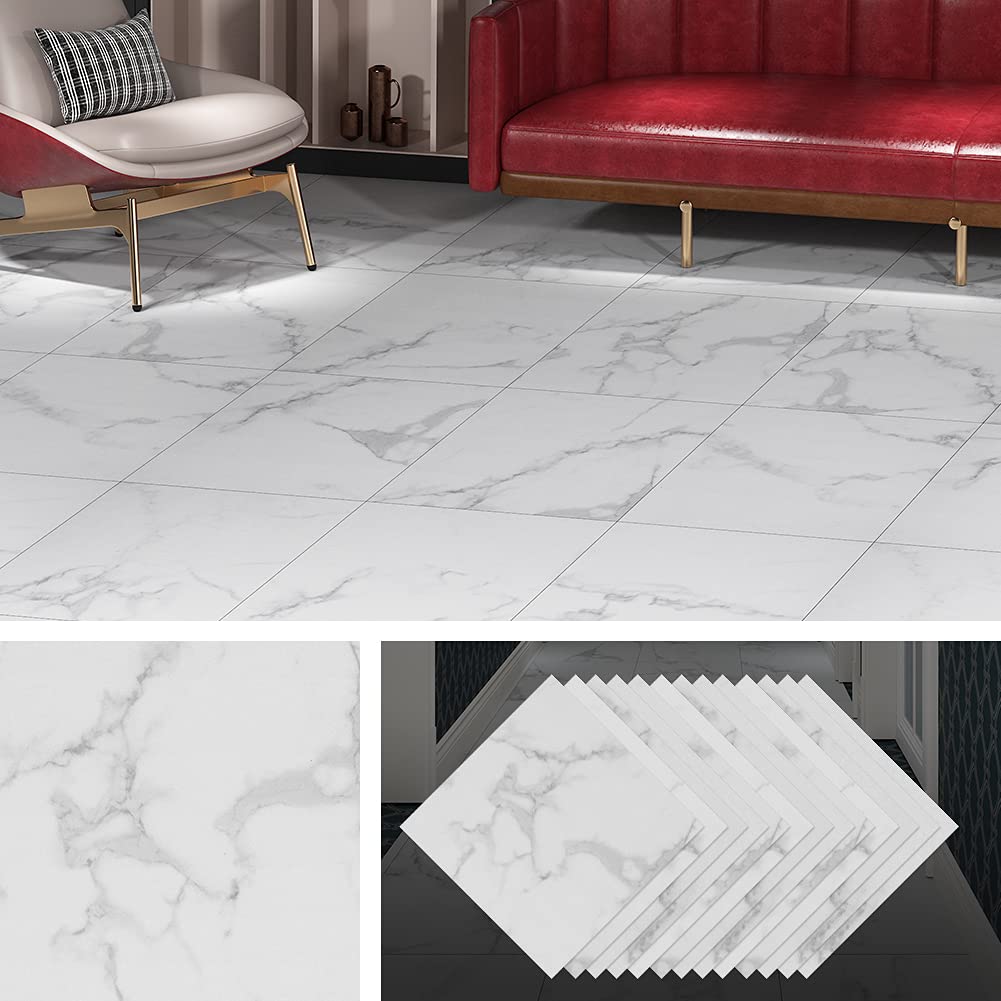 Livelynine 32-Pack Vinyl Flooring Peel and Stick White Laminate ...