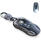 for Mercedes Benz Key fob Cover with Metal Keychain Case Key Shell Protector Compatible with 2020-2024 S-Class G-Class E-Class EQE EQS Accessories (Classic Black,for Benz-C)