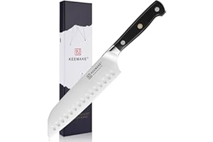 KEEMAKE Santoku Knife 7 inch, Japanese Chef Knife with High Carbon German Stainless Steel Blade, Sharp Kitchen Knives with Er