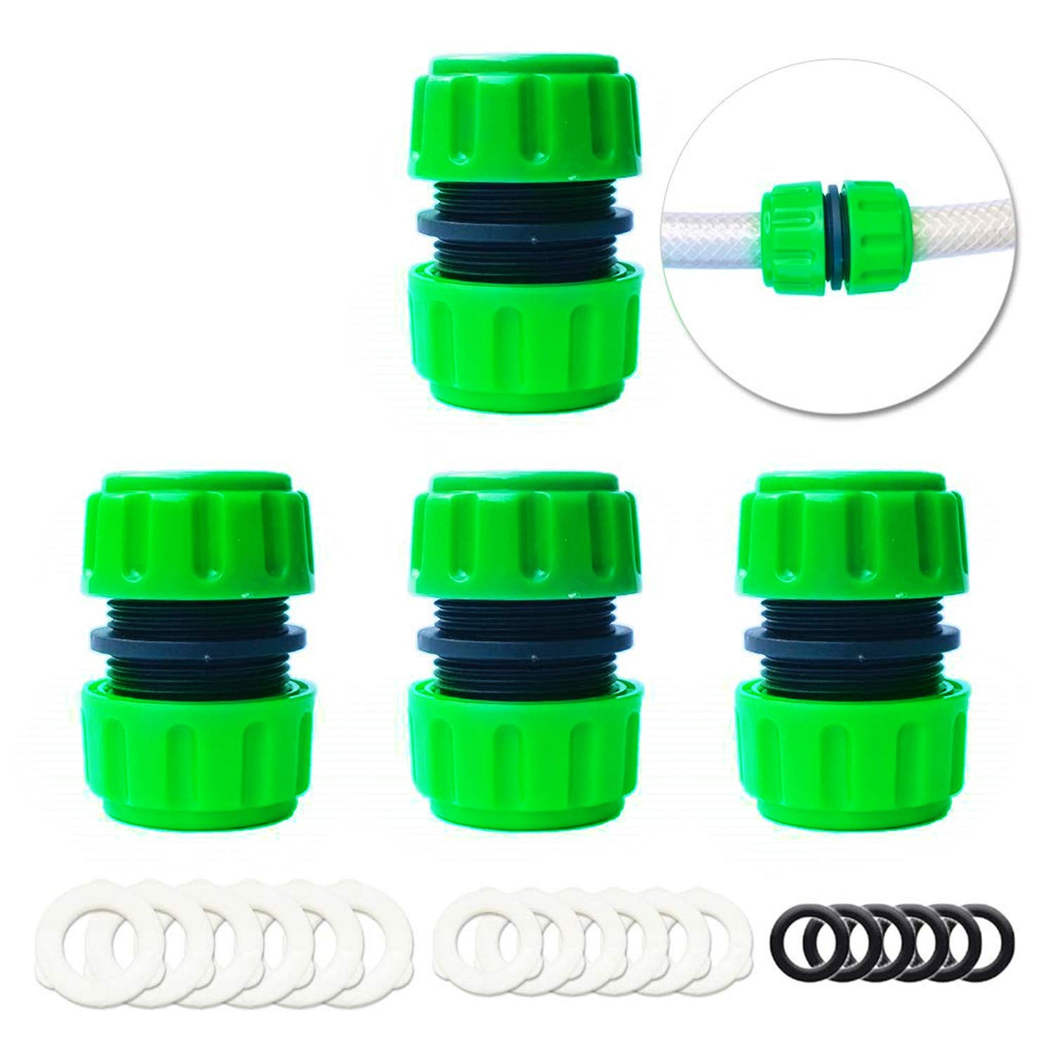 YAAVAAW 4 Pack Hose Repair Connector Extender,Quick Fix Extend Connector for Join 1/2 inch Garden Hose Pipe Quick Repair Connection