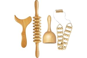 AICNLY 4 Pcs Wood Therapy Massage Tools for Body Shaping, Lymphatic Drainage Massager, Maderoterapia kit, Wooden Massage Roller, Anti-Cellulite Massager, Body Sculpting Tools Set