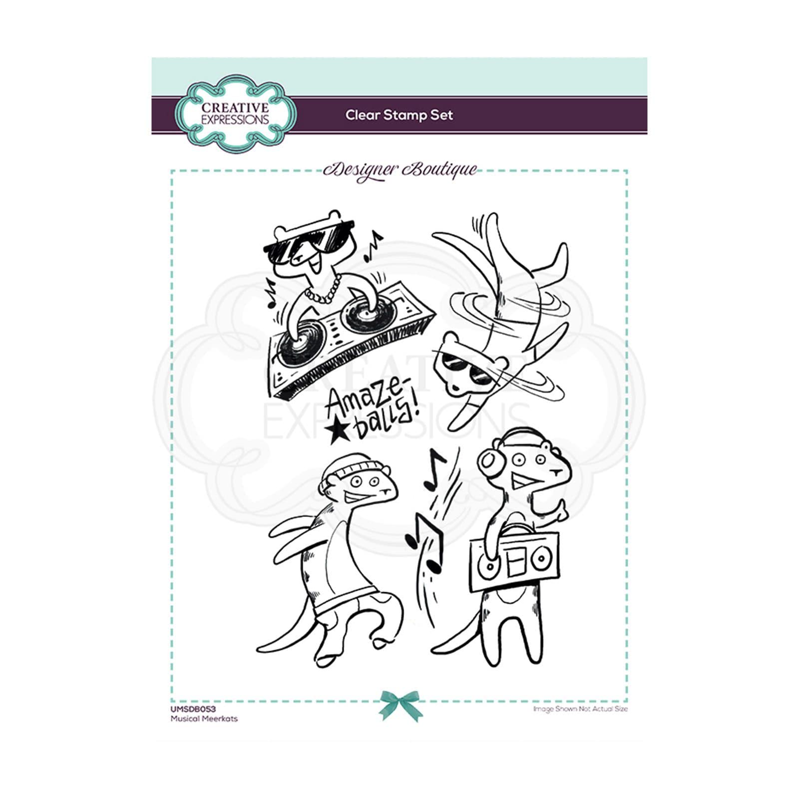 Creative Expressions Designer Boutique Collection-Musical Meerkats-Clear Stamp, A5