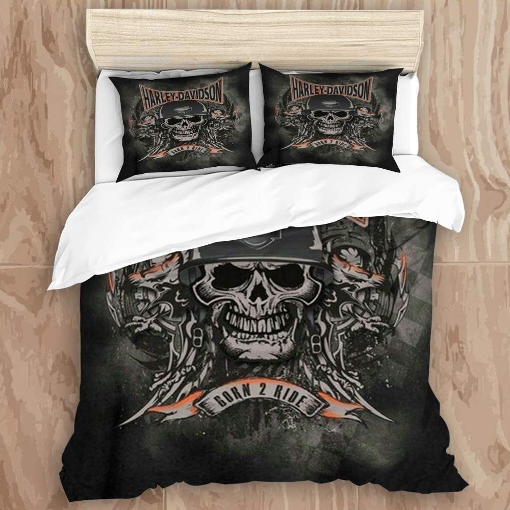 Duvet Cover Set Queen/Full Size Harley Davidson Skull Down Comforter