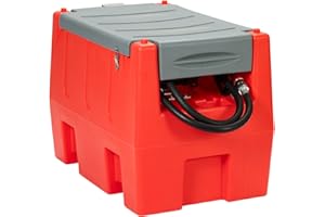 JOPHUN Portable Diesel Tank, 58 Gallon Diesel Tank, Portable Fuel Tank with 12V Electric Transfer Pump and 13.1ft Rubber Hose, Red.