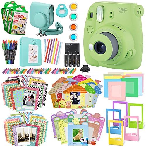 Fujifilm Instax mini 9 Instant Film Camera (Lime Green) &amp; Xpix Instax mini Accessory Kit Bundle