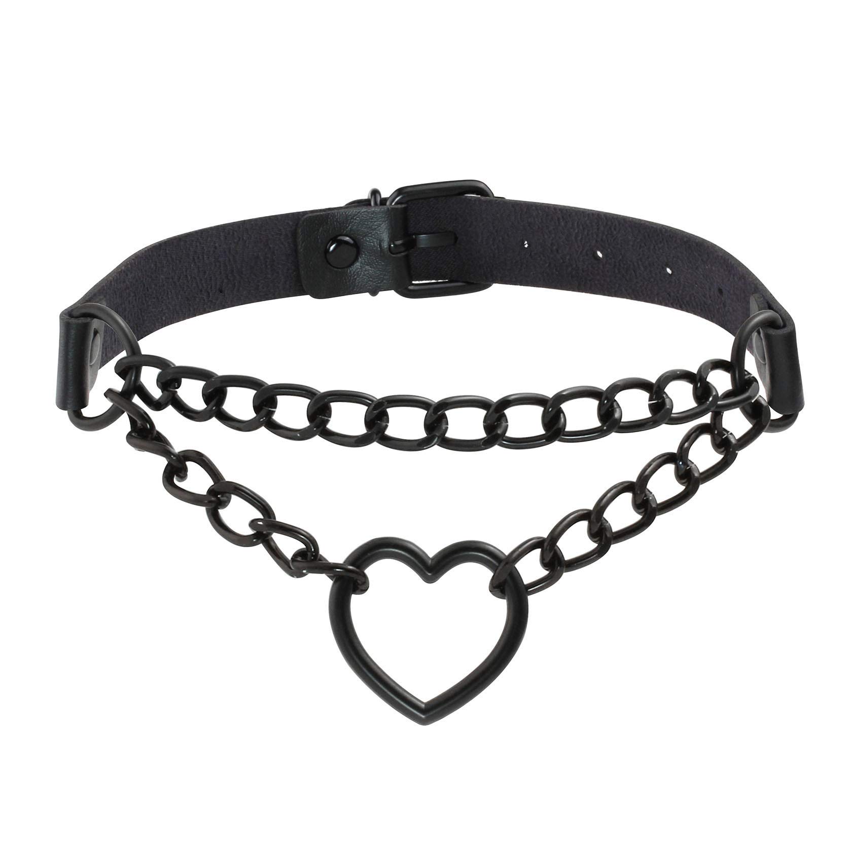 MILAKOO Heart Chain Choker Necklace for Women Steampunk Goth Emo Collar Necklace Adjustable