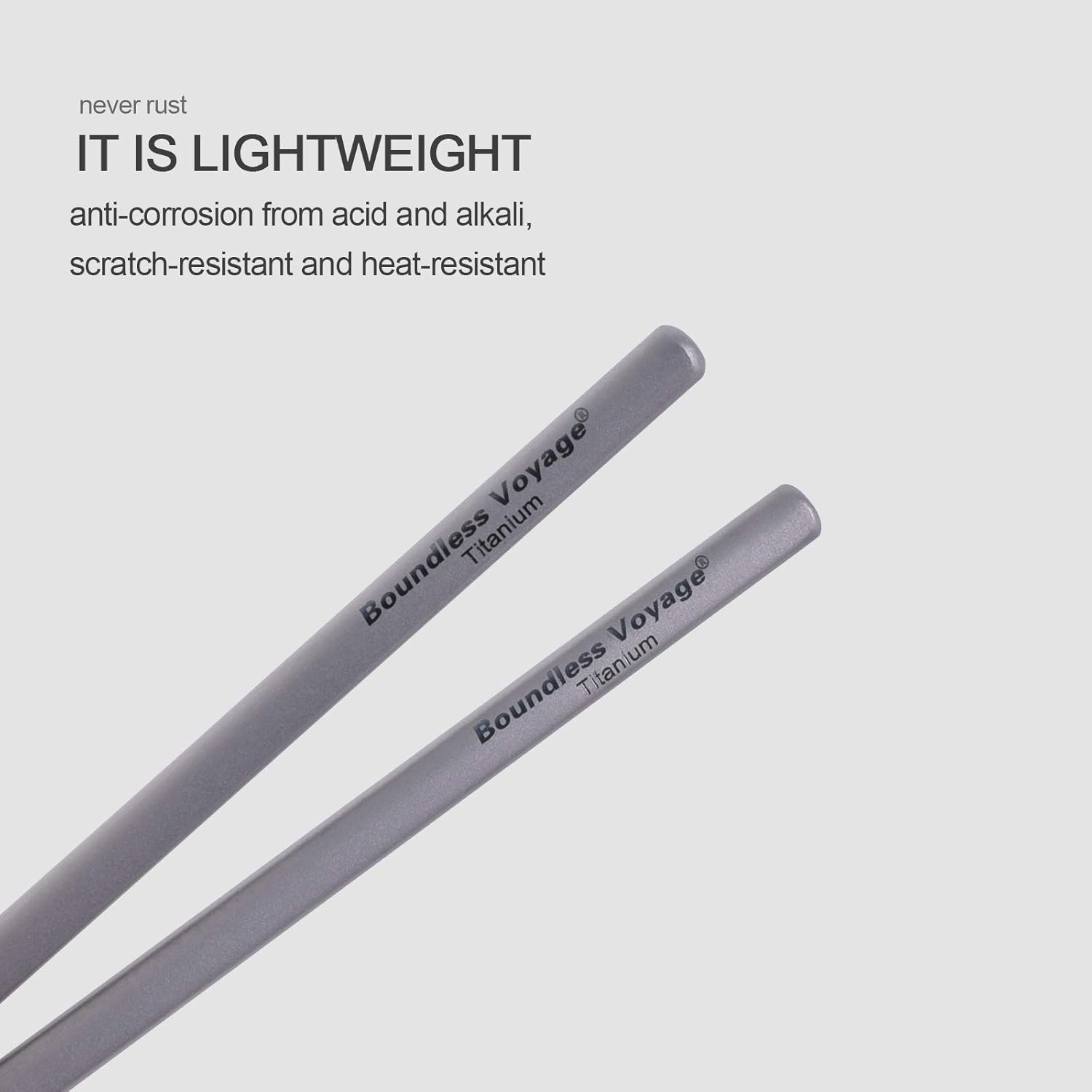 iBasingo Titanium Chopstics 23cm Square Chinese Chopsticks Ultralight Outdoor Camping Cutlery Portable Durable Metal Tableware Ti1001T - Image 5