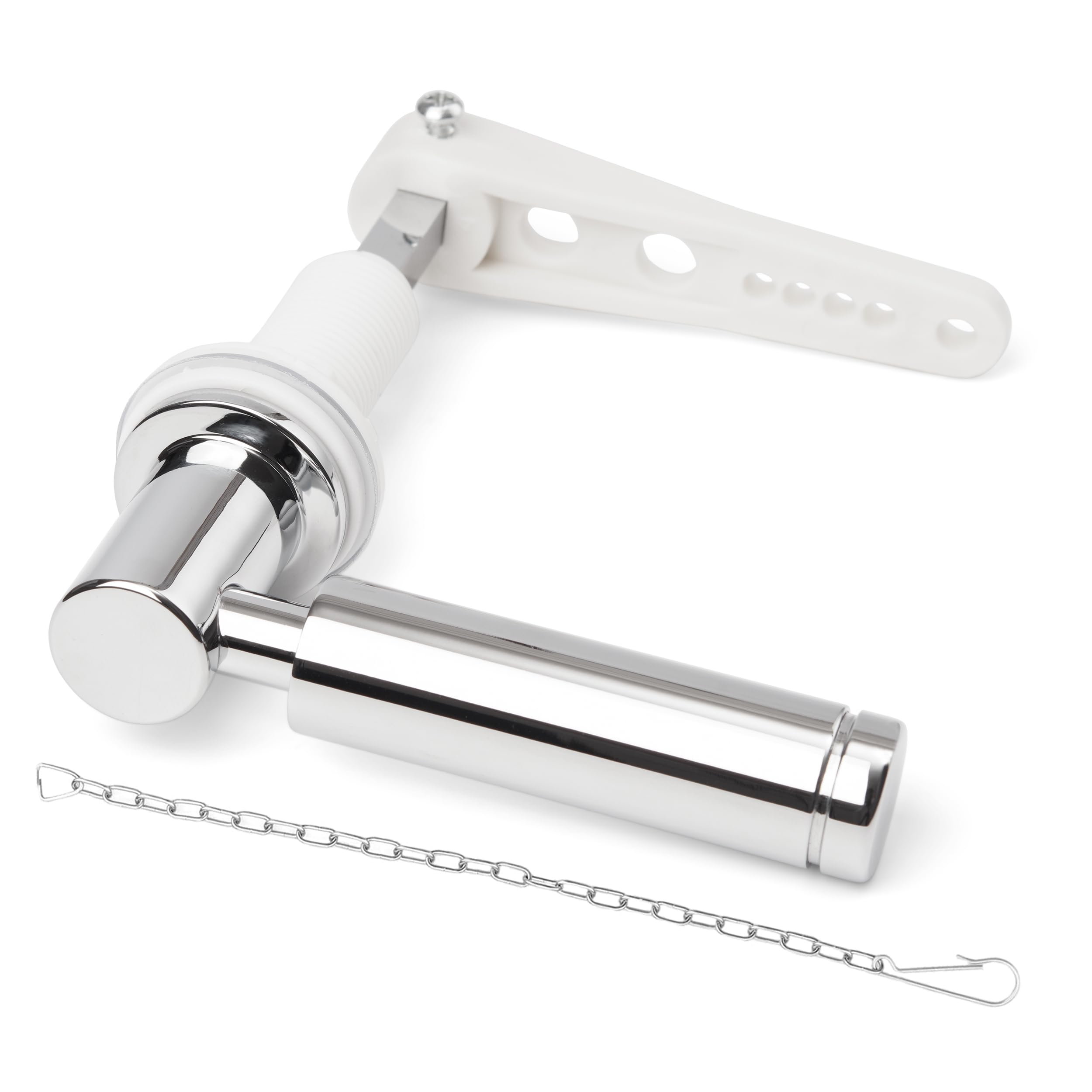 Weielt Toilet Flush Handle Eeplacement Kit Zinc Alloy Metal Toilet Handle Replacement, Toilet Cistern Lever Arm with Chain - Adjustable Arm