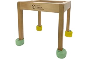 INSPIRASPARK Little Balance Box Push Pull Walker Toy, 2-in-1 No Wheels Spring Feet, Wooden Walker, Girl Boy Toddler Walker with Toddler, Child Activity Table, Green + Booties