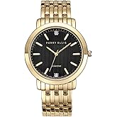 Perry Ellis Slim Diamond Men’s Watch – Round Green Dial, Gunmetal Alloy Band, Water-Resistant Analog