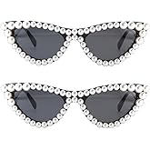 FUPRECIOUS Pearl Cat Eye Sunglasses Womens Cute Fashion Trendy Eyewear