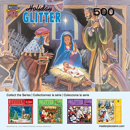 MasterPieces Holiday Glitter Holy Night - Nativity Scene 500 Piece Jigsaw Puzzle