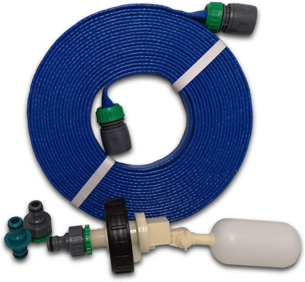 Suitable for Aquaroll Mains Water Adaptor Ball Valve Kit From Care-avan with Space Saving 7.5 mtr FLAT Food Grade Hose BY CARE-AVAN