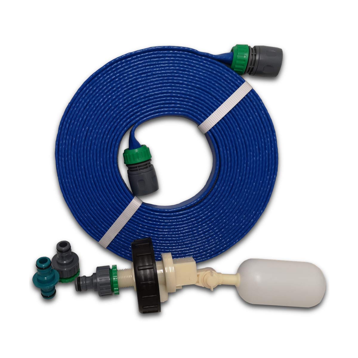Suitable for Aquaroll Mains Water Adaptor Ball Valve Kit From Care-avan with Space Saving 7.5 mtr FLAT Food Grade Hose BY CARE-AVAN