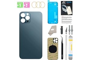 GUPFIX Back Glass Replacement for iPhone 12 Pro Max with Repir Tools, Big Hole Rear Back Cover Glass Replacement All Carriers with Pre-Installed Adhesive and Repairing Tool Kits (Pacific Blue)