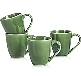 vicrays Coffee Mug Set, 12 Ounce, Set of 4, Ceramic Mug for Men, Women, Unique Glazed Mugs with Handle for Coffee, Tea, Milk, Cocoa, Cereal(Green)