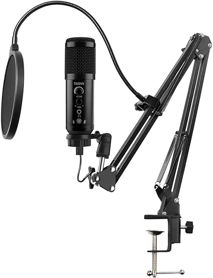 Amazon Timian Usbマイク コンデンサーマイク 単一指向性 エコー機能 マイクスタンド アームスタンド ポップガード付き マイクセット Pc用マイク Skype 録音 ゲーミング ライブ配信 ゲーム実況 日本語取扱説明書 マイクスタンド 楽器