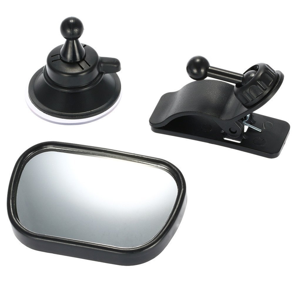 Baby Car Mirror - Rear View Baby Car Back Seat Mirror - Wide Convex Shatterproof Glass - Suction Cup on Windshield / Clip on Car Sun Visor