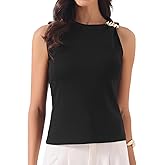 Allegra K Sleeveless Tops for Women 2026 Summer Slim Fit Shirts Shoulder Embellishments Going Out Tank Top