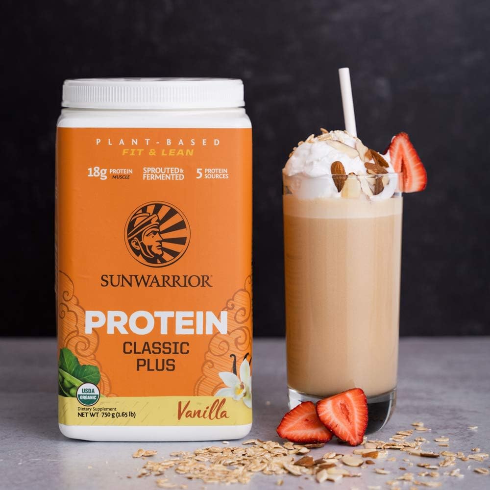 Sunwarrior Classic Plus Organic Vegan Protein Powder with BCAAs and Pea Protein (Vanilla, 30 Servings): Health & Personal Care