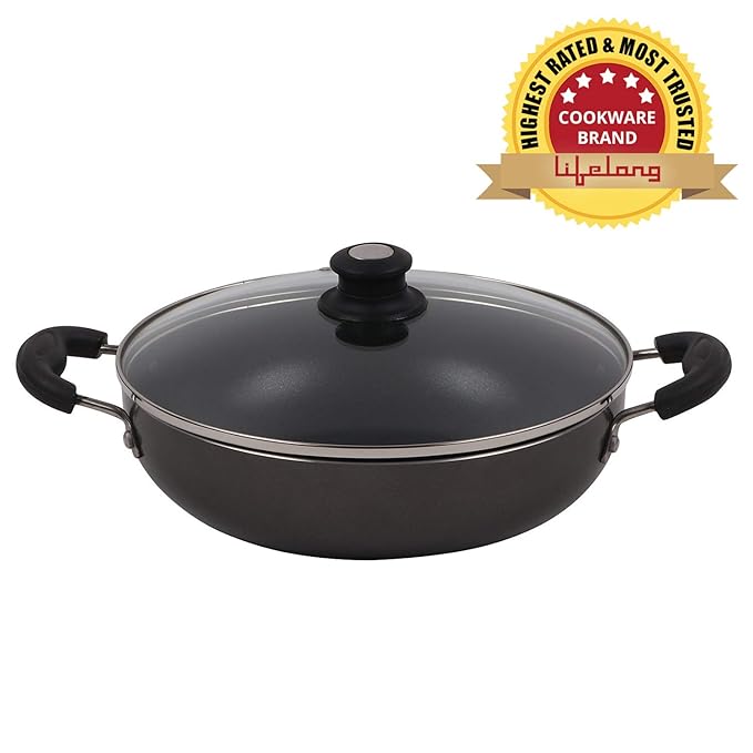 Non-Stick 2 litre Kadhai with Glass Lid